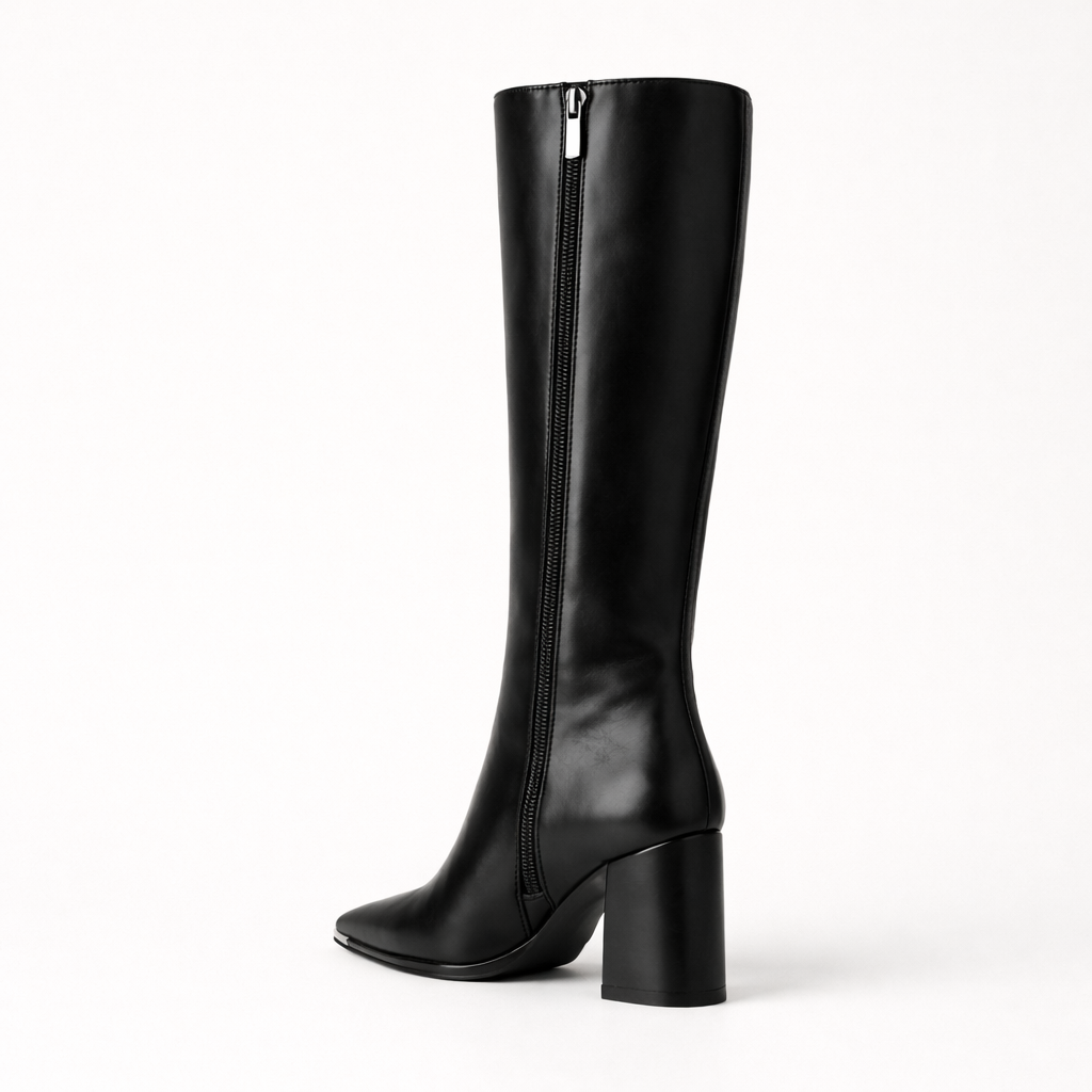 Women's Long Leather Boots Noir Élance