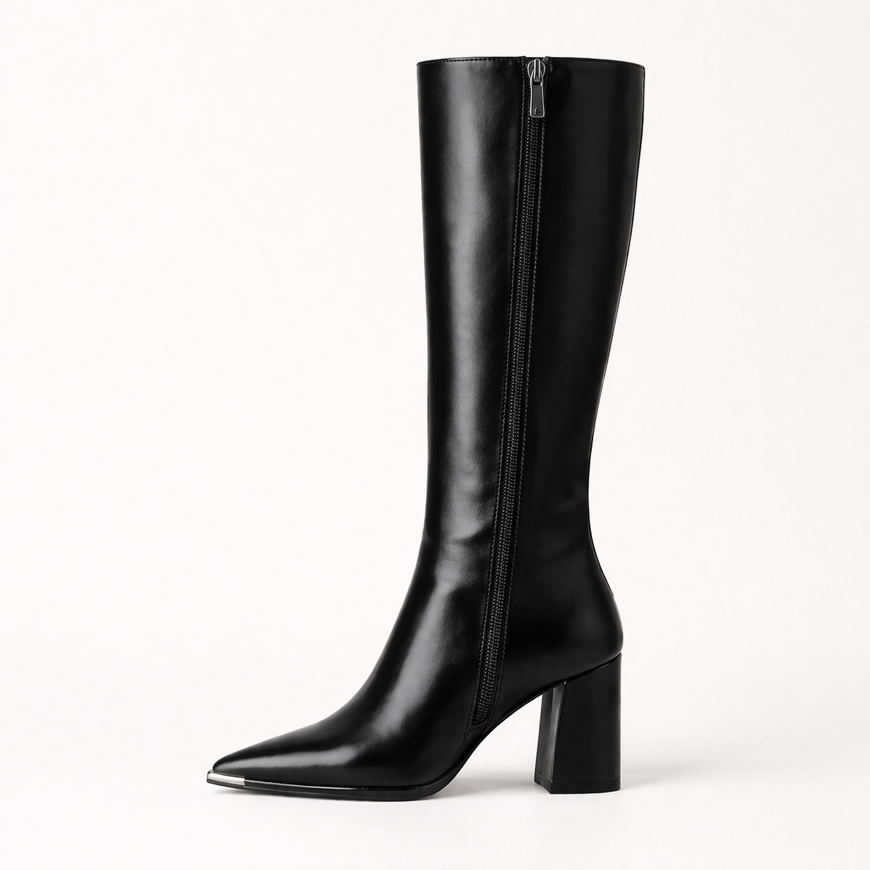Women's Long Leather Boots Noir Élance