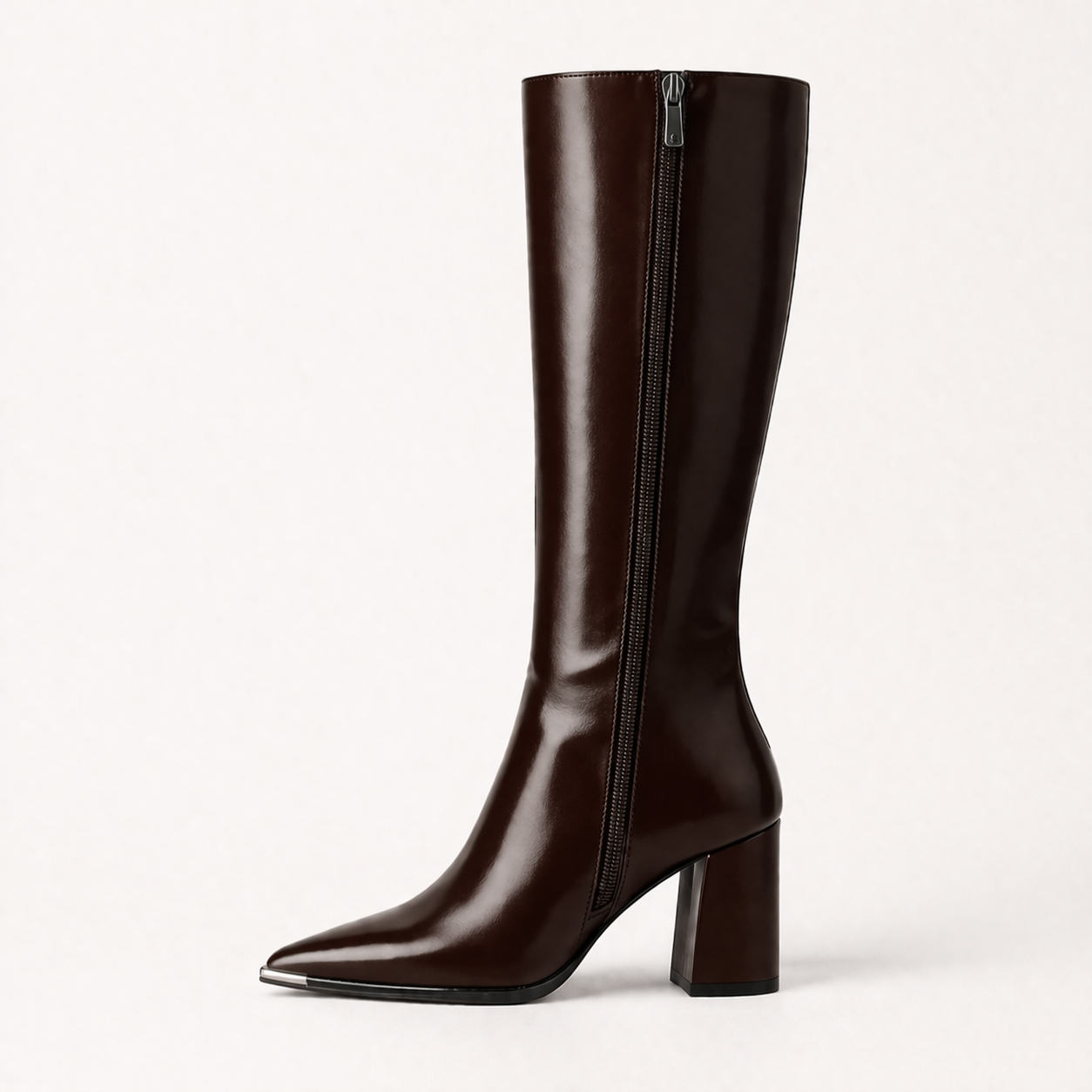 Women's Long Leather Boots Noir Élance