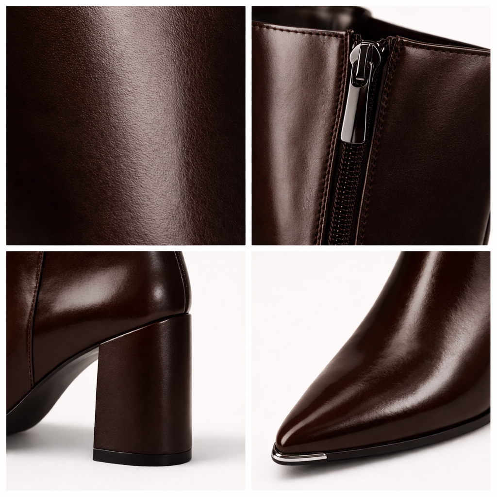 Women's Long Leather Boots Noir Élance