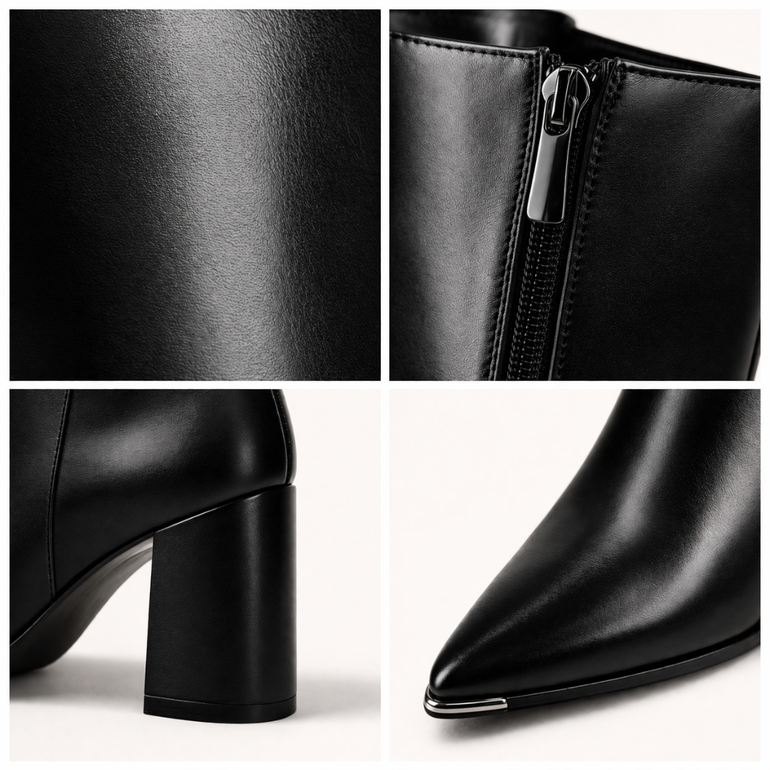 Women's Long Leather Boots Noir Élance